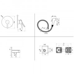 Гигиенический душ Azario TASCO встраиваемый, керамический картридж, хром (AZ-15162121)