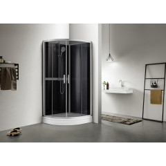 Душевая кабина AZARIO DENVER 90х90х200 серое стекло 4 мм. покрытие Easy Clean, задняя панель черная, цвет профиля серый (AZ-N10812 900 GREY)