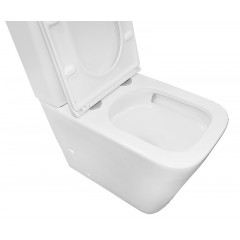 Унитаз-компакт Azario Quadro 605x340x810 напольный, смыв "Торнадо", безободковый с сидением микролифт и арматурой, белый (AZ-2175 UQ1)