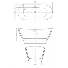 Ванна акриловая Azario GOLDFIELD 1700х750х650 свободностоящая, в комплекте с сифоном и металлической рамой (GOL17075)