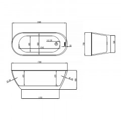 Ванна акриловая AZARIO BELLAGO 1700х700х600 отдельностоящая (AZ-М722)