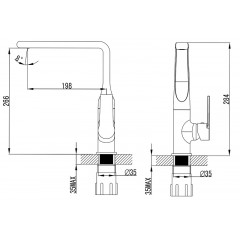 Смеситель для кухонной мойки AZARIO FARO керамический картридж, хром (AZ-PS56459C)