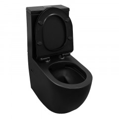 Унитаз-компакт Azario CORSA 380х630х830 напольный, безободковый, в комплекте с быстросъемным сиденьем микролифт, черный матовый (AZ-2062S-MB)
