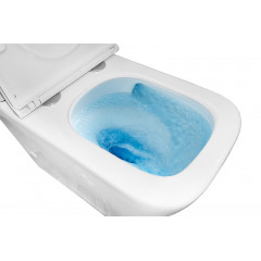 Унитаз-компакт Azario Quadro 605x340x810 напольный, смыв "Торнадо", безободковый с сидением микролифт и арматурой, белый (AZ-2175 UQ1)