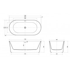 Ванна акриловая AZARIO KENSTON 1700х800х600 свободностоящая, в комплекте с сифоном и металлической рамой (KEN17080)
