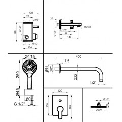 Промо-комплект встраиваемый для ванны AZARIO TEVIS (AZ-15490711)