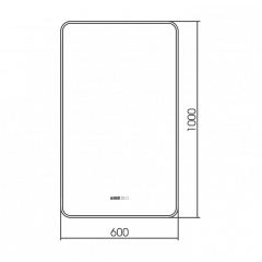 Зеркало AZARIO INCANTO-3 600х1000 часы, подогрев, подсветка с диммером, сенсорный выключатель (LED-00002537)