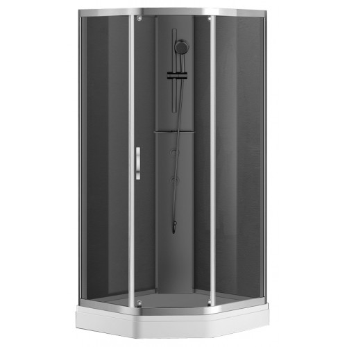 Душевая кабина AZARIO DENVER 90х90х200 серое стекло 4 мм. с покрытием Easy Clean, задняя панель черная, цвет профиля хром (AZ-N10806 900 GREY)