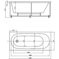 Ванна акриловая AZARIO FELISA прямоугольная 170*70 см (AV.0040170)