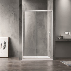 Душевая дверь Azario MILTON раздвижная 120х200, толщина полотна 6мм универсальная, цвет профиля серебро