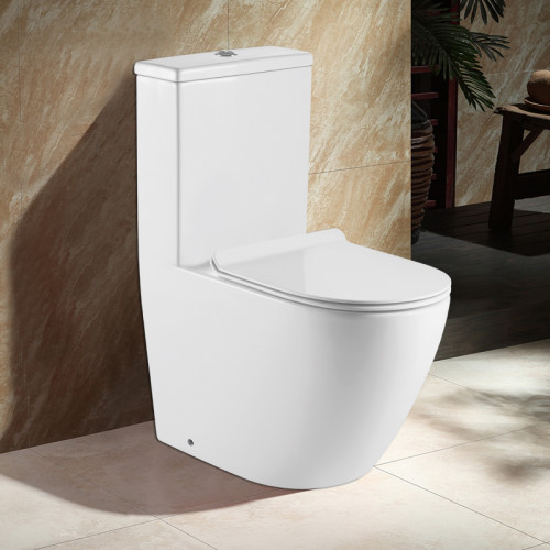 Унитаз-моноблок AZARIO MORANO 680x370х830 напольный, безободковый, в комплекте со смывным механизмом Geberit и сиденьем дюропласт микролифт (AZ-1001-G)