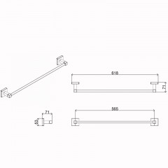 Полотенцедержатель AZARIO RINA трубчатый одинарный 58 см, хром (AZ-87001)