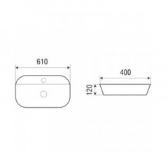 Раковина накладная Azario 610х400х120 овальная, белый (AZ-2203)