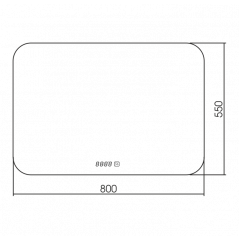 Зеркало AZARIO Шампань-4 800х550 c подсветкой и диммером, часы+сенсор выкл (ФР-00001037)