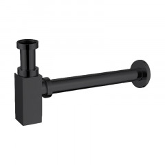Сифон для раковины AZARIO G 1 1/4, без выпуска, квадрат, латунь, черный (AZ-109-BL)