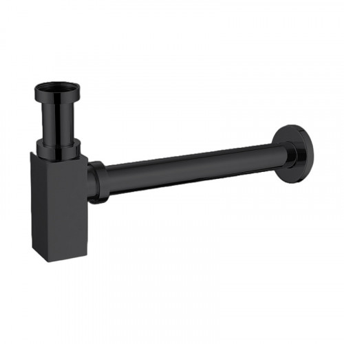 Сифон для раковины AZARIO G 1 1/4, без выпуска, квадрат, латунь, черный (AZ-109-BL)