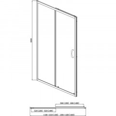 Душевая дверь Azario MILTON раздвижная 120х200, толщина полотна 6мм универсальная, цвет профиля серебро