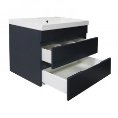 Комплект Azario Тумба Эстима 60/2 595х447х555 подвесная, с раковиной Астория 60, графит (CS00094587)