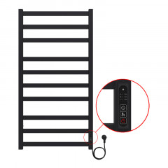 Полотенцесушитель электрический AZARIO PALERMO 500/1000 квадрат, 10 секций, диммер справа, черный (AZ83850B)