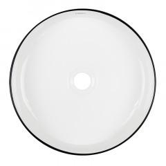 Раковина-чаша Azario 355х355х120 накладная, круглая, белый глянец/черная оконтовка (AZ-3134-BE)