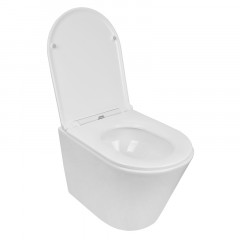 Унитаз подвесной Azario Teramo 515х355х365 безободковый, скрытое крепление, смыв "Торнадо", в комплекте с сидением микролифт (AZ-0053-UQ3)