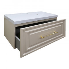 Комплект Тумба Azario LAURA 80/1 подвесная КАШЕМИР с раковиной CLASSIK 80 ручка ЗОЛОТО (CS00096988)