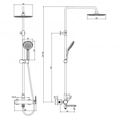 Душевая система Azario PURE с изливом, керамический картридж, хром (AZ-HV23U94C-1CK1J19A-ZH3394A-HB1153)