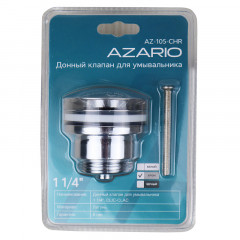 Донный клапан AZARIO для раковины, CLIC-CLAC, 1 1/4, латунь, хром (AZ-105-CHR)