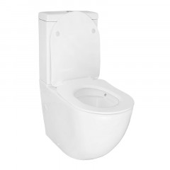 Унитаз-компакт Azario Renda 615х365х840 напольный, безободковый, в комплекте с арматурой, сиденье микролифт, белый (AZ-8693)