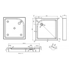 Душевой поддон Azario 900х900х150 L/R, для GREENWOOD 900/MONTREAL 1231 900. NAG 1221 900