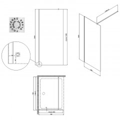 Душевое ограждение AZARIO FELTON 90х200 walk-in, прозрачное cтекло 8 мм с покрытием easy clean, черный матовый профиль (AZ-151S 90)