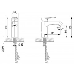 Смеситель для раковины AZARIO CASTELO керамический картридж, хром (AZ-VJC168274C)