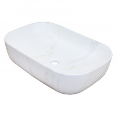 Раковина-чаша Azario 610x410x145 накладная, овальная, светлый мрамор (AZ-2143-P-M831)