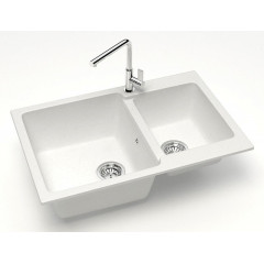 Кухонная мойка AZARIO Grand 765х500х190 двойная, искусственный мрамор, цвет Белый (CS00079900)