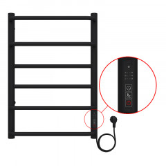 Полотенцесушитель электрический AZARIO MILAN 400/600 6 секций, диммер справа, черный (AZ90846B)