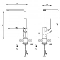 Смеситель для кухонной мойки Azario VISE керамический картридж, черный матовый (AZ-VQQ568330PA)
