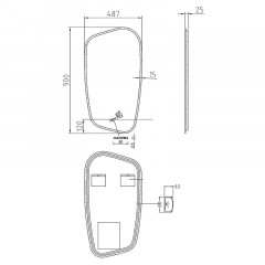 Зеркало AZARIO Madrid 487х900 с подсветкой, сенсорный выключатель с функцией диммера (AZ-Z-080CS)