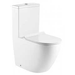Унитаз-моноблок AZARIO MORANO 680x370х830 напольный, безободковый, в комплекте со смывным механизмом Geberit и сиденьем дюропласт микролифт (AZ-1001-G)