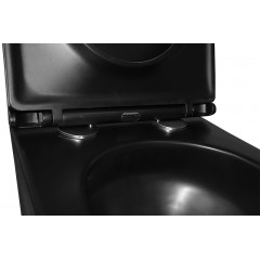 Унитаз подвесной Azario Teramo 355х515х365 смыв "Скрытое торонадо", безободковый, с быстросъемным сиденьем микролифт, черный матовый (AZ-0053-UQ3-MB)