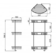 Полка угловая Azario трехэтажная, матовый хром (AZ-814-3)