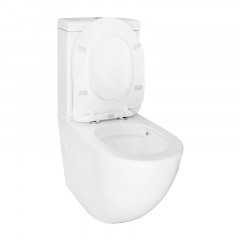 Унитаз-компакт Azario Renda 615х365х840 напольный, безободковый, в комплекте с арматурой, сиденье микролифт, белый (AZ-8693)