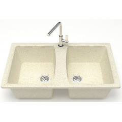 Кухонная мойка AZARIO Elmas 780х500х190 двойная, искусственный мрамор, цвет бежевый (CS00078331)