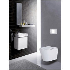 Сет AZARIO инсталляция + унитаз Teramo( круглый) с сидением микролифт + панель смыва, хром глянцевый (AZ-8010-1000+AZ-8200-0031+AZ-0053)