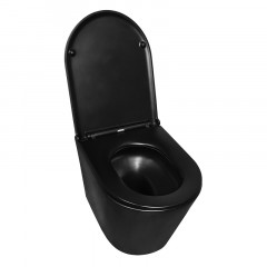 Унитаз подвесной Azario Teramo 355х515х365 смыв "Скрытое торонадо", безободковый, с быстросъемным сиденьем микролифт, черный матовый (AZ-0053-UQ3-MB)