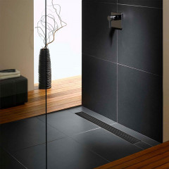 Душевой лоток AZARIO D40 Medium 850 мм, боковой слив, пластиковый, перфорированная решетка, черный (AZ-CH 850 MC)