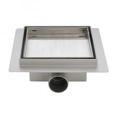 Трап для душа AZARIO 150х150 цельнометаллический, решетка "под плитку", горизонтальный выпуск (AZZ1TILE150)