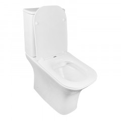 Унитаз-компакт Azario FRETTA SQUARE 650х340х790, безободковый с бачком и сиденьем микролифт, сливной арматурой Geberit (AZ-5121-G)