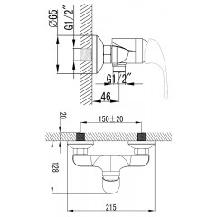 Смеситель для душа AZARIO SINTRA с ручным душем, керамический картридж, хром (AZ-WKF33361C)