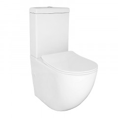 Унитаз-компакт Azario Renda 615х365х840 напольный, безободковый, в комплекте с арматурой, сиденье микролифт, белый (AZ-8693)