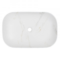 Раковина-чаша Azario 610x410x145 накладная, овальная, светлый мрамор (AZ-2143-P-M831)